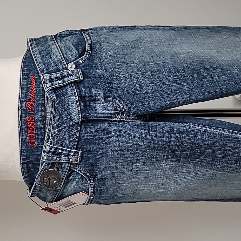 NWT Vintage Guess Premium Rhinestone Embellished Stretch Low Rise Jeans, Sz. 24 - Picture 2 of 16